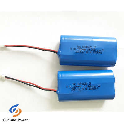 3.7V Batería recargable de iones de litio ICR18650 1S2P con UL2054 para lámpara