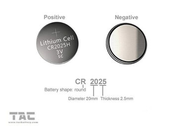 Batería primaria de la célula de la moneda del litio de CR2025 3.0V 160mA para la luz del LED