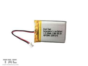 La batería de litio de la batería GSP753040 del polímero del BIS 3.7V Li 850mAH para el vehículo montó el sistema de seguridad