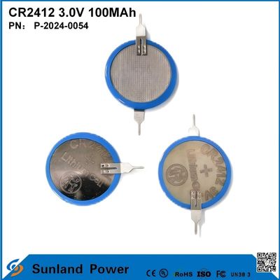CR2412 3.0V 100MAH Batería Li-MnO2 de larga duración