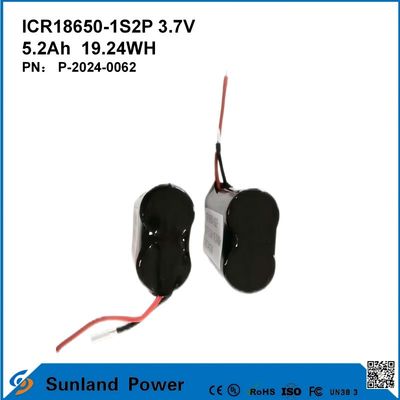ICR18650-1S2P 3.7V 5.2AH 19.24WH Batería recargable