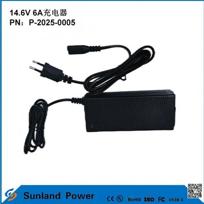 14.6V 6A Cargador, compatible con 12.8V/14.4V LiFePO4 Cargador de baterías, diseñado específicamente para herramientas eléctricas / cargador eléctrico Eficiente, compatible con múltiples dispositivos