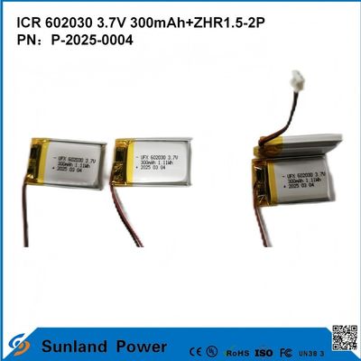 602030 3.7V 300mAh + ZHR1.5-2P Batería de diseño ultra delgado Compatibilidad flexible para varios dispositivos pequeños inteligentes Bluetooth auriculares dispositivos portátiles y equipo médico portátil