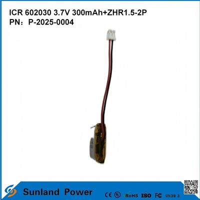 602030 3.7V 300mAh + ZHR1.5-2P Batería de diseño ultra delgado Compatibilidad flexible para varios dispositivos pequeños inteligentes Bluetooth auriculares dispositivos portátiles y equipo médico portátil