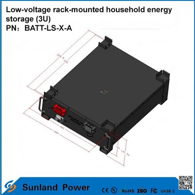 3U Control inteligente de baja tensión Almacenamiento de energía para el hogar Todo en uno Mayordomo LiFePO4 51.2V 50A 5120Wh16S1P Batería LFP prismática con caparazón de aluminio 3.2V/100Ah Vida útil de 4000 ciclos