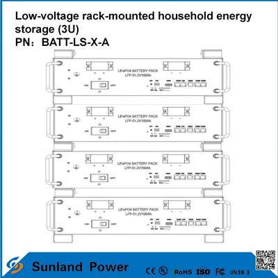 3U Control inteligente de baja tensión Almacenamiento de energía para el hogar Todo en uno Mayordomo LiFePO4 51.2V 50A 5120Wh16S1P Batería LFP prismática con caparazón de aluminio 3.2V/100Ah Vida útil de 4000 ciclos