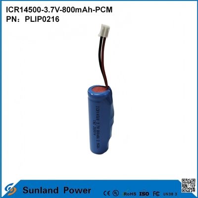 Batería ICR14500-3.7V-800mAh-PCM aplicada a luces LED, productos digitales, dispositivos domésticos inteligentes, ratones inalámbricos, cepillos de dientes eléctricos y afeitadoras.