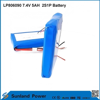 7.4V 5AH LP806090 2S1P Baterías de iones de litio de polímero con función I2C con indicador de combustible