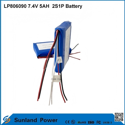 7.4V 5AH LP806090 2S1P Baterías de iones de litio de polímero con función I2C con indicador de combustible