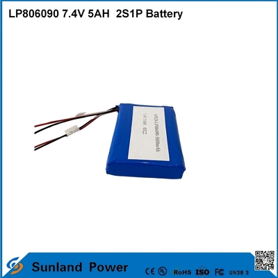 7.4V 5AH LP806090 2S1P Baterías de iones de litio de polímero con función I2C con indicador de combustible