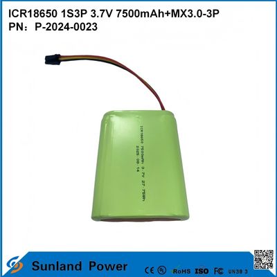 BATERÍA CR18650 1S3P 3.7V 7500mAh+MX3.0-3P-UL2054