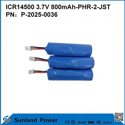 Batería ICR14500 3.7V 800mAh-PHR-2-JST-Cable de 10mm