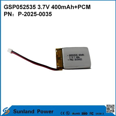 GSP052535 3.7V 400mAh + PCM Batería utilizada en radios compactas de dos vías, grabadoras de voz, mini rastreadores GPS, lápices inteligentes y dispositivos similares