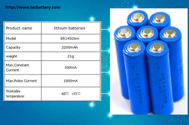 batería LiSOCl2 de 3.6V AA ER14505 14500 con la alta capacidad para el amperímetro, metro de gas
