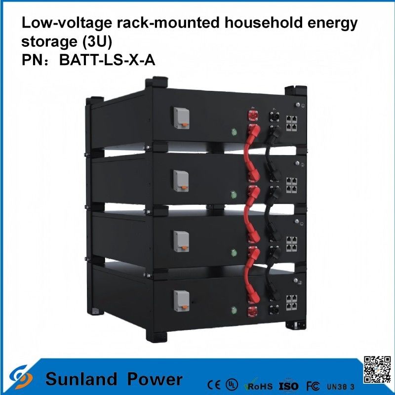 3U Control inteligente de baja tensión Almacenamiento de energía para el hogar Todo en uno Mayordomo LiFePO4 51.2V 50A 5120Wh16S1P Batería LFP prismática con caparazón de aluminio 3.2V/100Ah Vida útil de 4000 ciclos