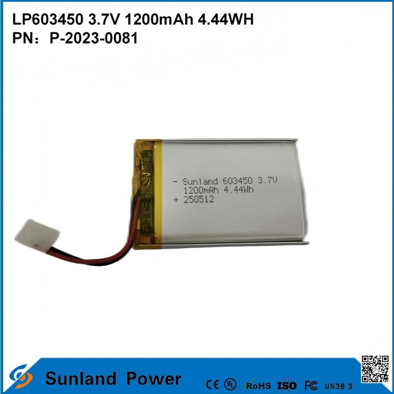GP603450 Célula para electrónica de consumo y aplicaciones médicas 1200mAh 3.7V UL & UN38.3 Certificado en stock y personalizable