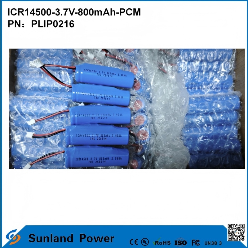 Batería ICR14500-3.7V-800mAh-PCM aplicada a luces LED, productos digitales, dispositivos domésticos inteligentes, ratones inalámbricos, cepillos de dientes eléctricos y afeitadoras.