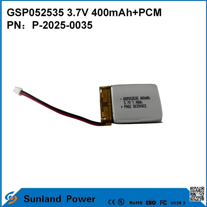 GSP052535 3.7V 400mAh + PCM Batería utilizada en radios compactas de dos vías, grabadoras de voz, mini rastreadores GPS, lápices inteligentes y dispositivos similares