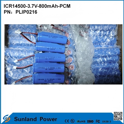 Batería ICR14500-3.7V-800mAh-PCM aplicada a luces LED, productos digitales, dispositivos domésticos inteligentes, ratones inalámbricos, cepillos de dientes eléctricos y afeitadoras.