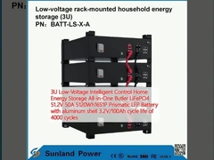 3U Control inteligente de baja tensión Almacenamiento de energía para el hogar Todo en uno Mayordomo LiFePO4 51.2V 50A 5120Wh16S1P Batería LFP prismática con caparazón de aluminio 3.2V/100Ah Vida útil de 4000 ciclos