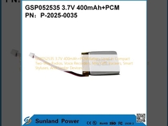 GSP052535 3.7V 400mAh + PCM Batería utilizada en radios compactas de dos vías, grabadoras de voz, mini rastreadores GPS, lápices inteligentes y dispositivos similares