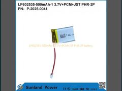 Batería LP602535-500mAh-1 3.7V+PCM+JST PHR-2P